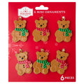 6-Count Red/Green/Brown Bear Mini Christmas Ornaments, 1.8", by Holiday Time
