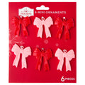 6-Count Red and Pink Bow Mini Christmas Ornaments, 1.5", by Holiday Time