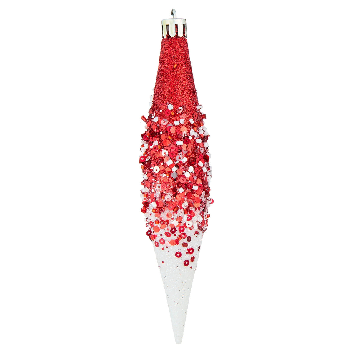6-Count Red and White Glitter Ombre Finial Shatterproof Christmas Ornaments, 6.1", by Holiday Time