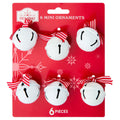 6-Count Red and White Metal Jingle Bell Mini Christmas Ornaments, 1.5", by Holiday Time