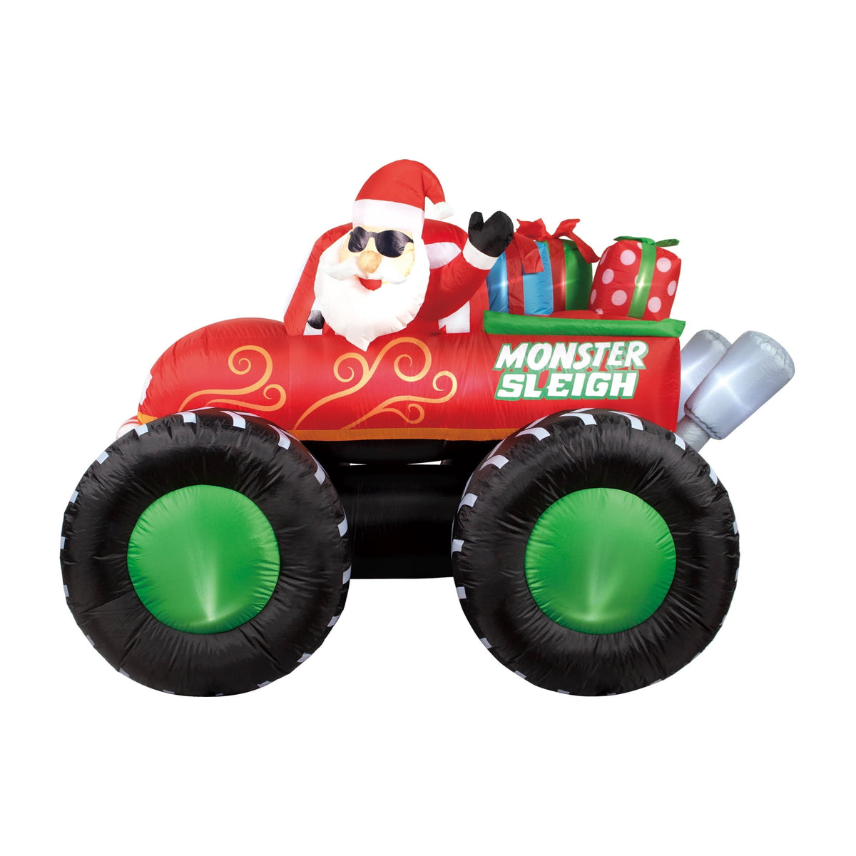 Multicolor Santa Monster Truck Sleigh Christmas Yard Inflatable, 6', by Holiday Time