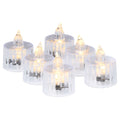 Indoor Battery-Operated LED Plastic Flameless Christmas Tealight Candles, Clear, 2", 6 Count, by Holiday Time