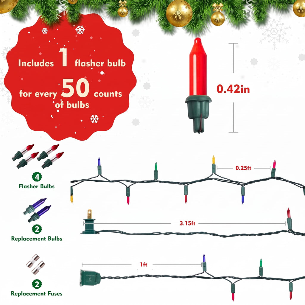 VOLIVO Christmas Lights, 33FT 100 Count Incandescent Waterproof Mini String Lights, Connectable Christmas Decorations for Indoor Outdoor Home Party Garden Yard (Muliticolor)