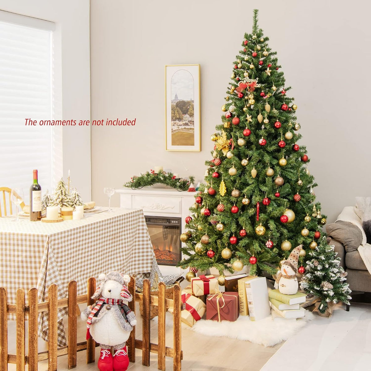 Vebreda 7FT Artificial Christmas Tree, 800 Branch Tips, Xmas Tree with Metal Stand, PE+PVC Holiday Decoration for Home, Office