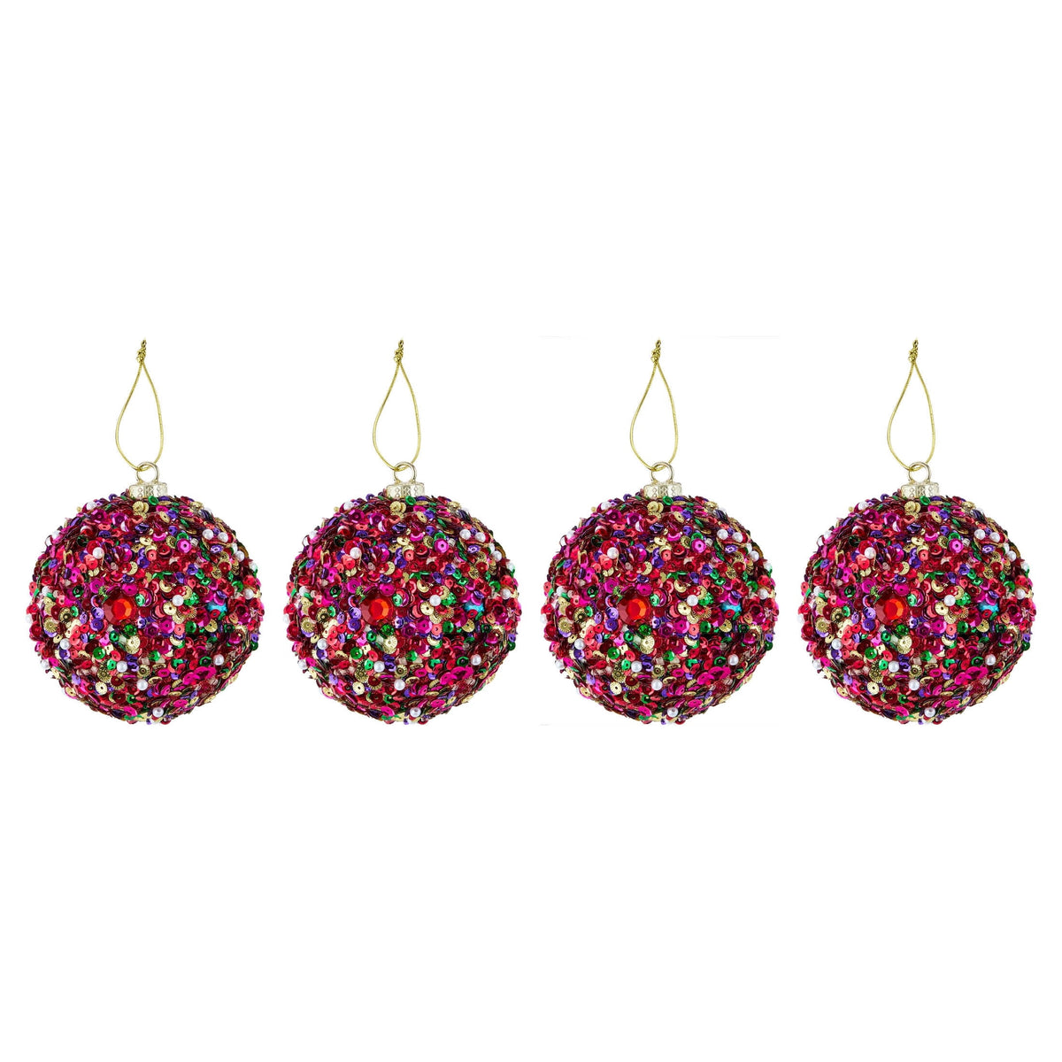 4-Count Multicolor Sequin Ball Christmas Ornaments, 4.5", by Holiday Time