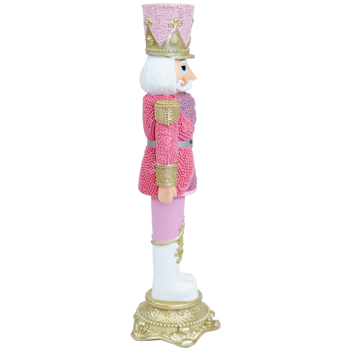 Sunnydaze Pink Polyresin Kenneth the Princely Nutcracker Christmas Statue, 37"