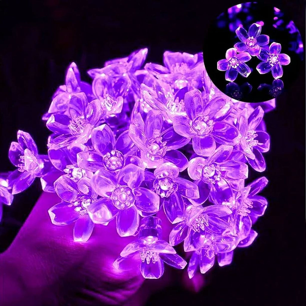 Solar Flower String Lights, Cherry Blossoms Solar Fairy Light,23ft 50 LED Outdoor Waterproof String Lights for Christmas Tree, Home, Garden, Wedding, Patio, Party Decorations(pink)