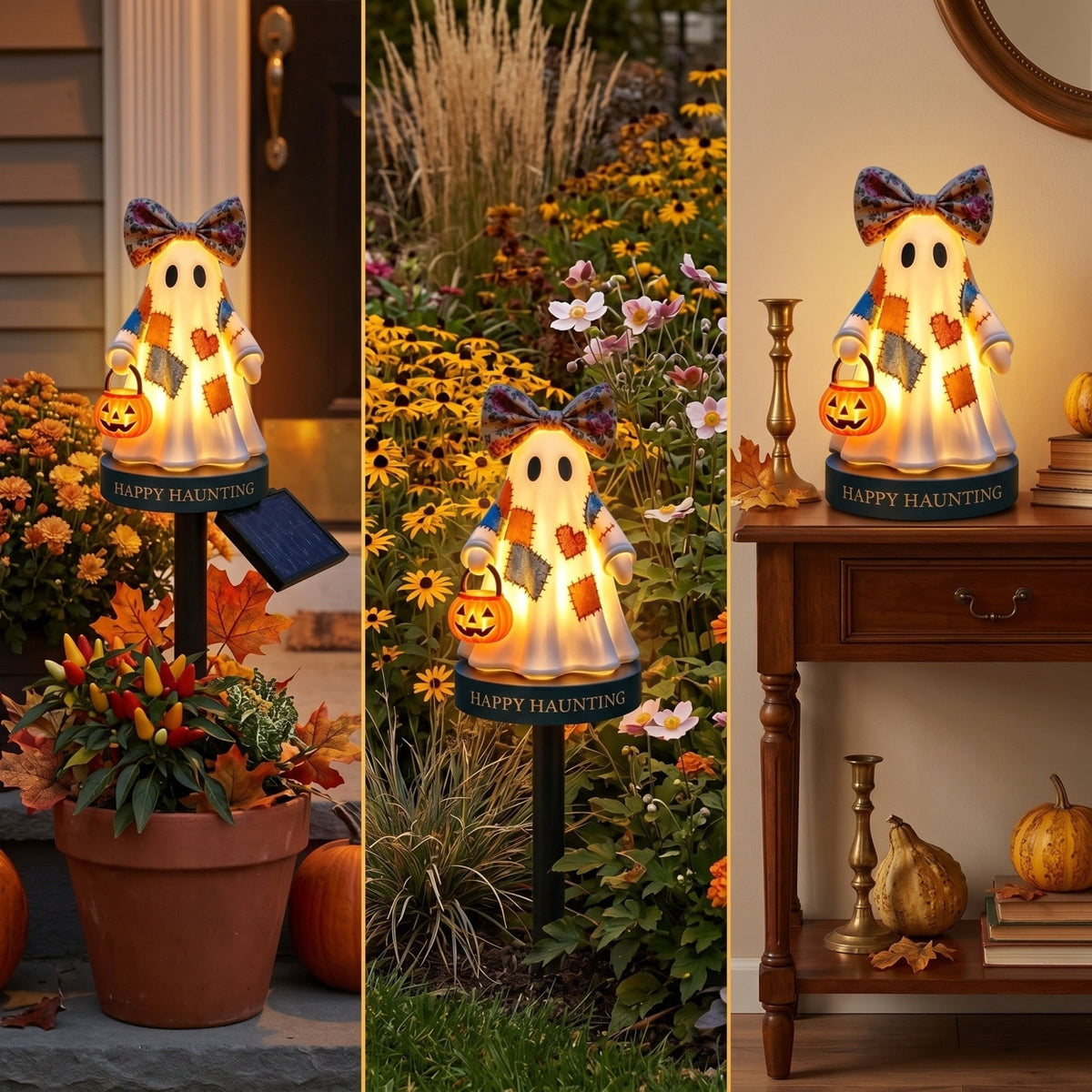 Stijggn Halloween Pumpkin Stake Solar Garden Lights, Waterproof Multi Branch Little Pumpkin Lantern Garden Stake Lights Outdoor Walkway Yard Garden Decoration