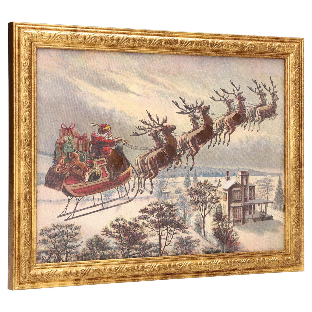 Santa's Sleigh Framed Christmas Wall Art, Multicolor, 12" x 9", by Holiday Time