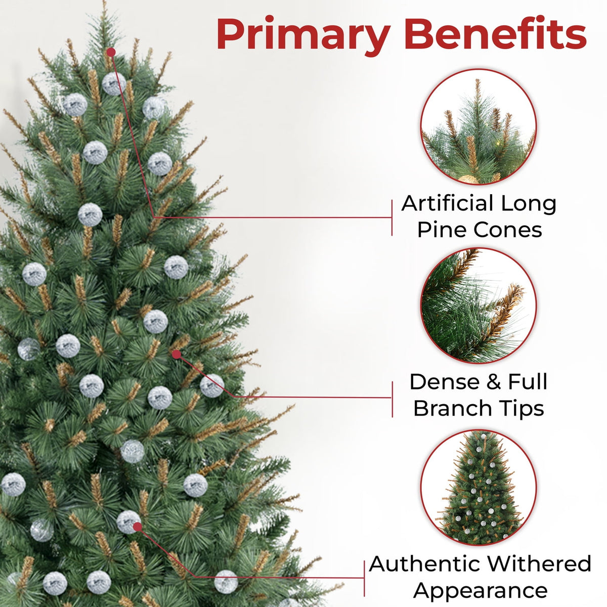 Naomi Home 6.5ft Selena Green Prelit Christmas Tree With 300 Globe Bulb Lights, 857 Branch Tips, 43in Wide, Metal Stand
