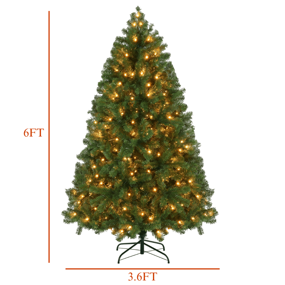 Legooin 6FT Pre lit 300 Multicolored LED Lights, Artificial Christmas Tree, Easy Assembly, 800 PVC Tips, Premium Hinged Green Spruce
