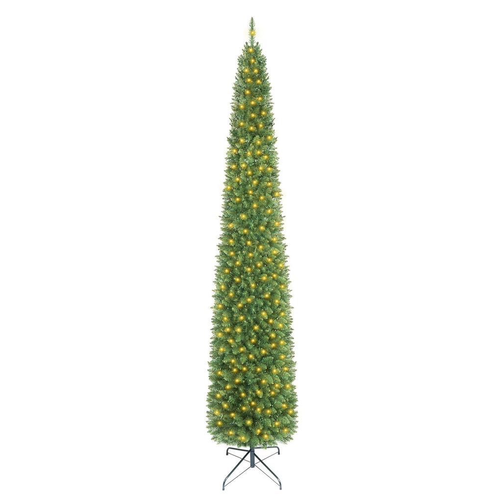 Costway 5 FT Pre-Lit Pencil Christmas Tree with 150 LED Lights & 296 Branch Tips Party