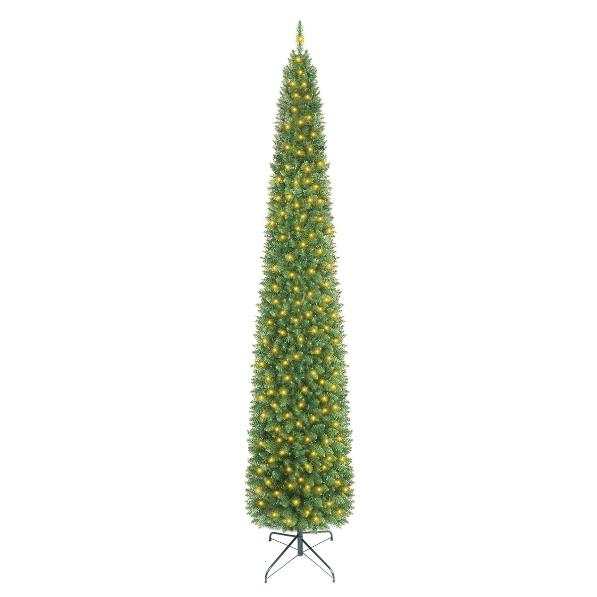 Costway 5 FT Pre-Lit Pencil Christmas Tree with 150 LED Lights & 296 Branch Tips Party