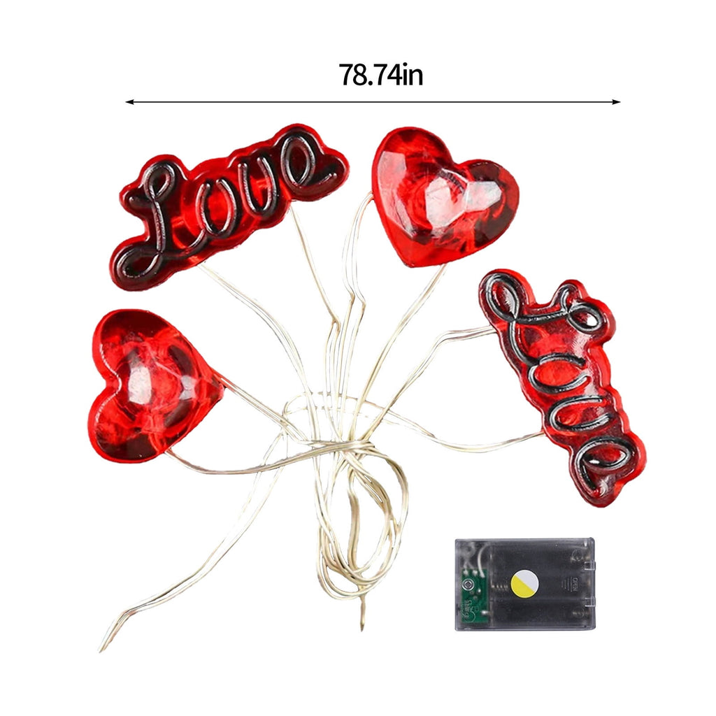 XGFHYJEH 5ft Valentines Day Decorations, Valentines Day Lights, Valentines String Lights, Valentine's Day Decor, Heart String Lights, Battery Operated