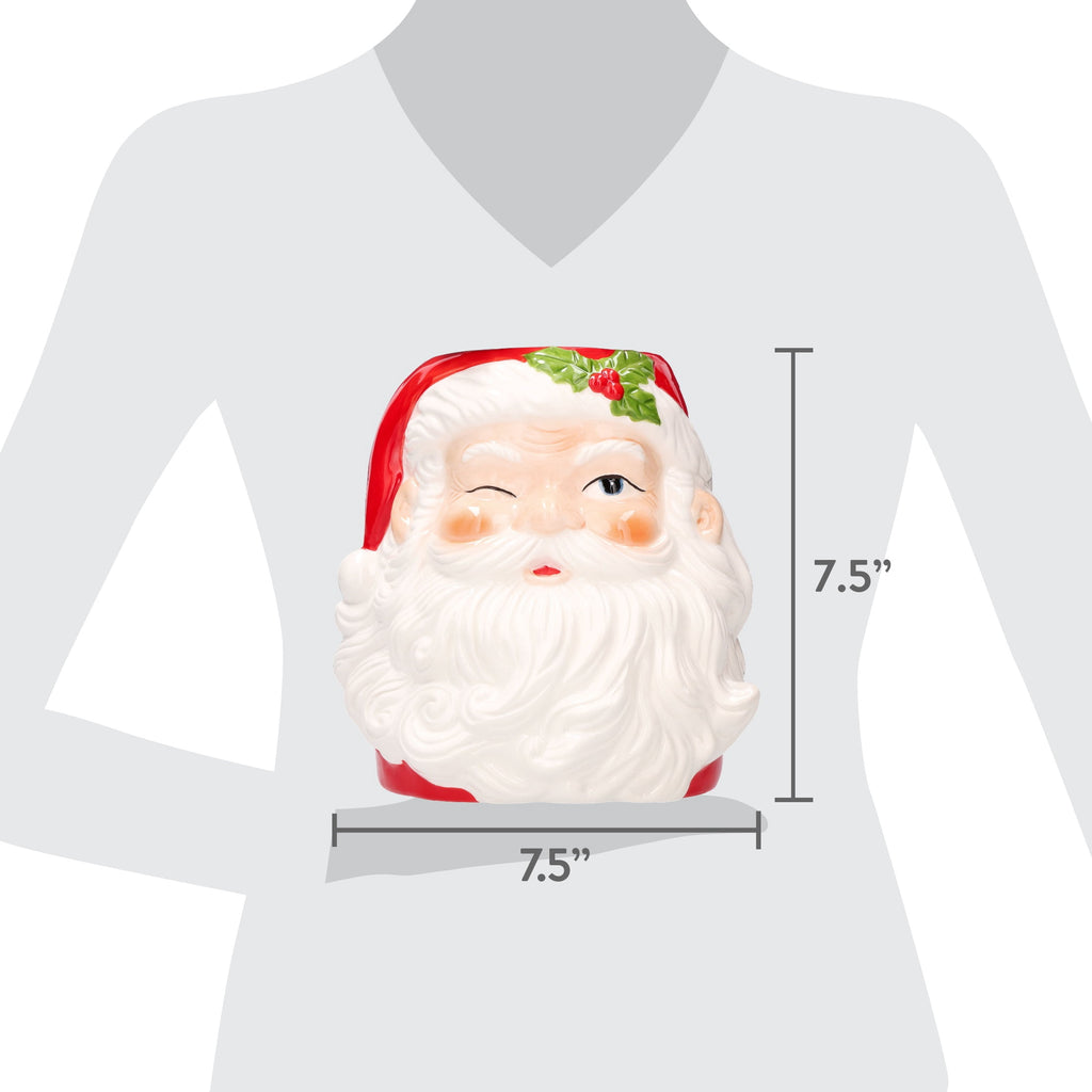 Ceramic Winking Santa Christmas Decoration, Multicolor, 7.5", by Holiday Time