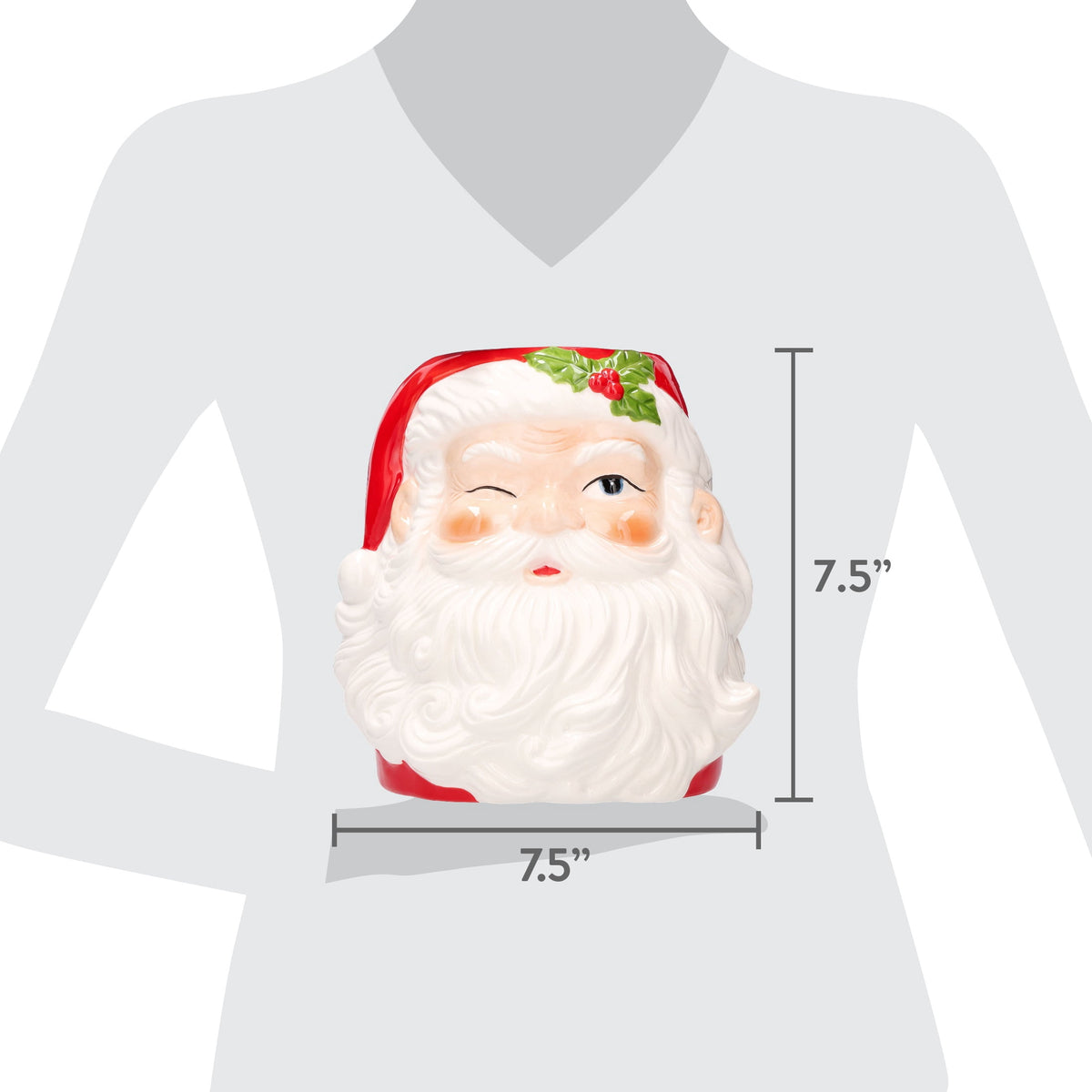 Ceramic Winking Santa Christmas Decoration, Multicolor, 7.5", by Holiday Time