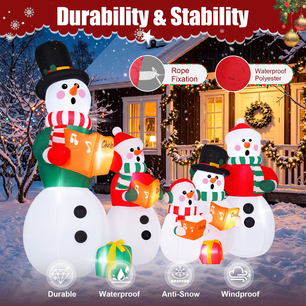Firstness 6.5Ft High Christmas Inflatable Snowman Family with LED Lights Christmas Outdoor Decoration
