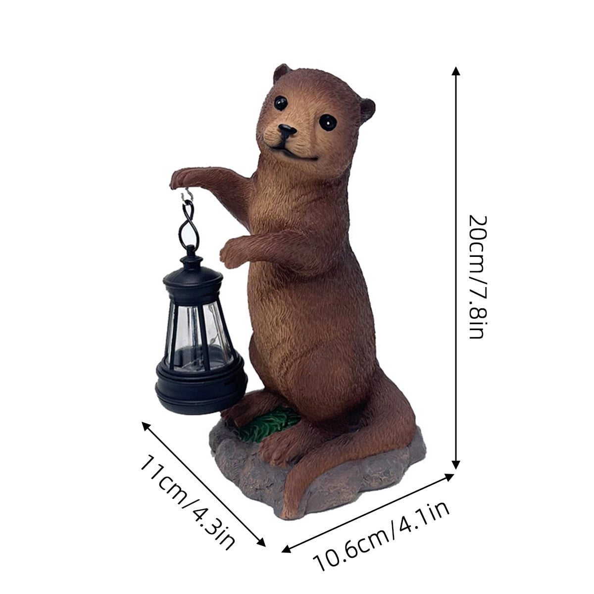 Solar Powered Resin Otters Lantern IP44 Waterproof Outdoor Decorative Light Warm Ambient Lighting Auto On/Off Handcrafted Statue for Garden Patio Yard Lawn Pathway Holiday Gift for Plant Lovers