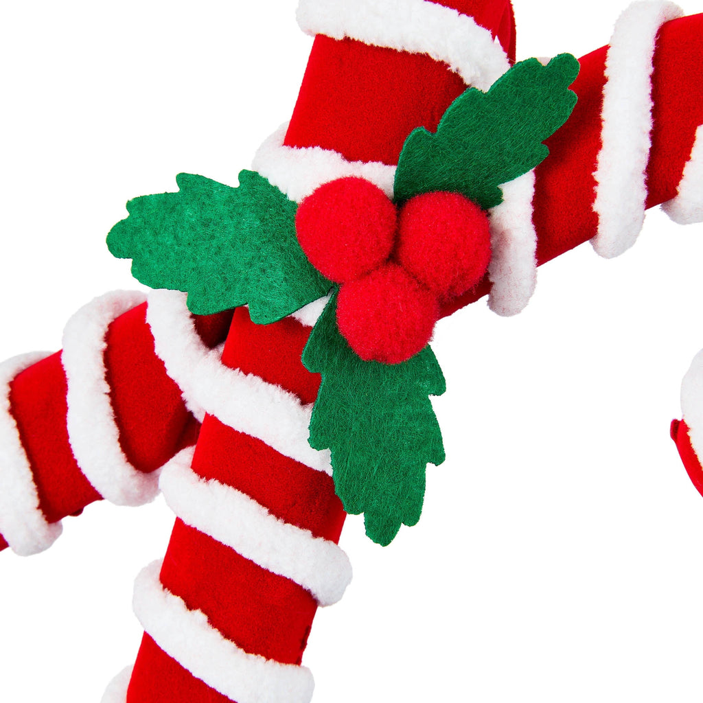 4-Count Red and White Fuzzy Candy Cane Christmas Ornaments, 6.5", by Holiday Time