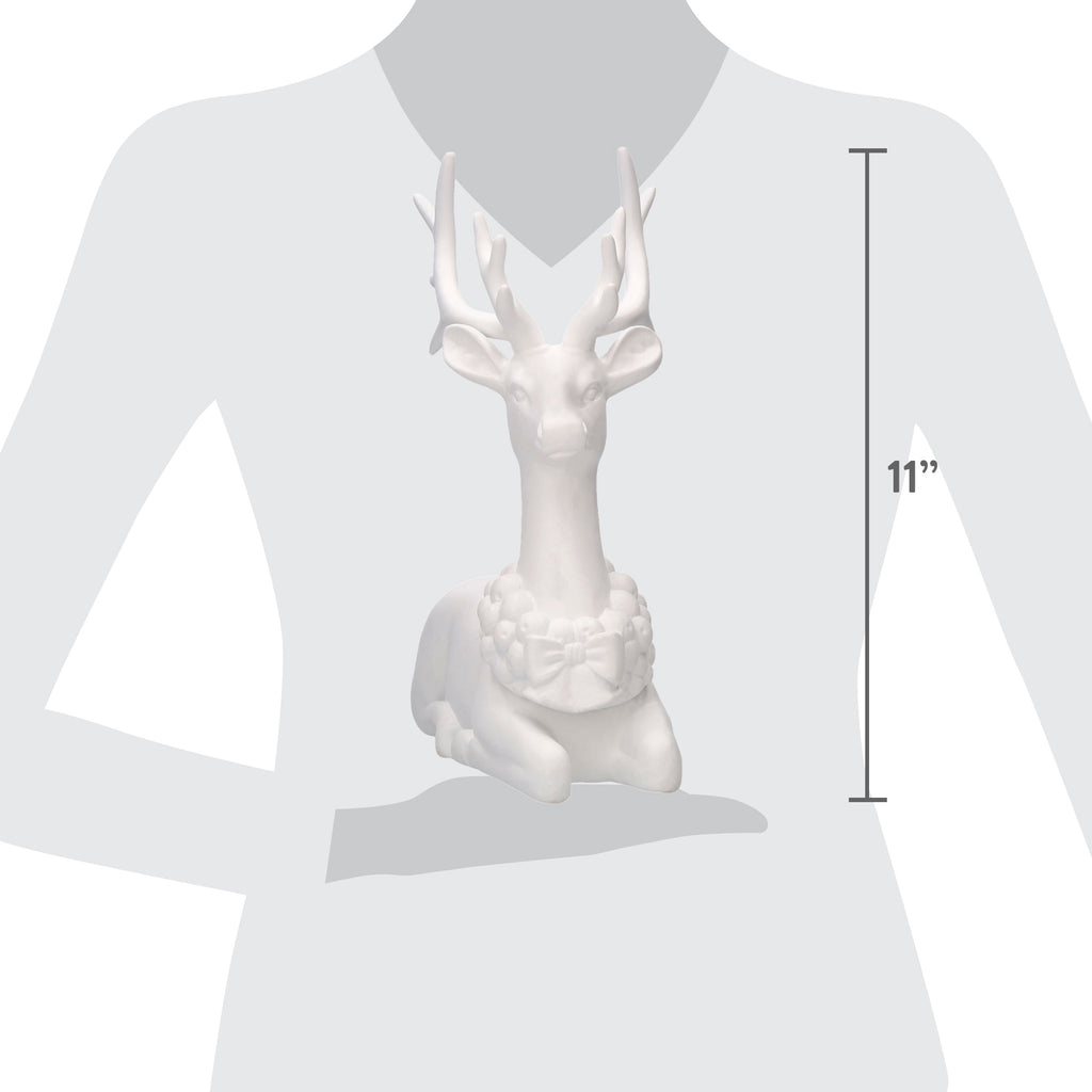 Blow Mold Sitting Deer Christmas Decoration, White, 11", by Holiday Time
