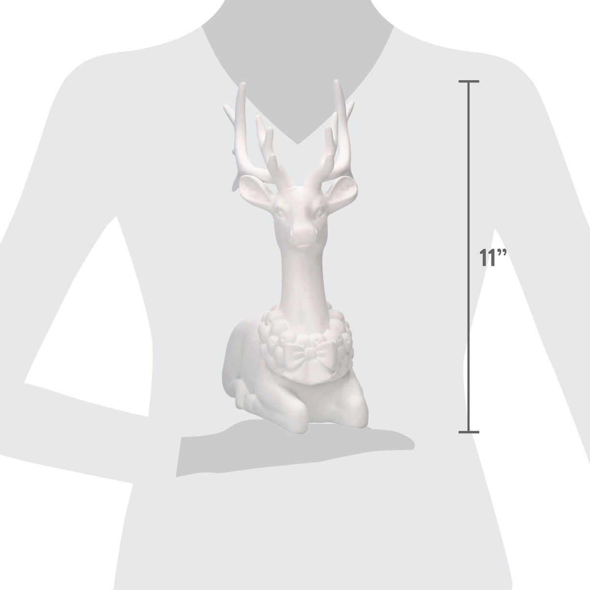 Blow Mold Sitting Deer Christmas Decoration, White, 11", by Holiday Time