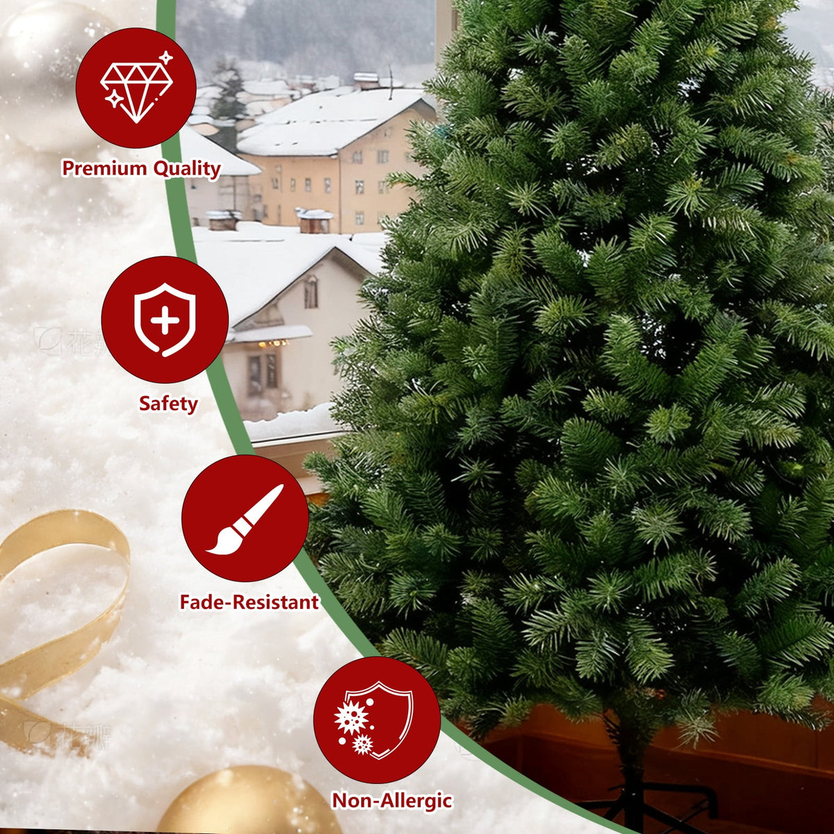 6/7ft Christmas Tree Small Artificial Pencil Tree Fake Christmas Tree with Lights Stand for Xmas Home Office Holiday Decoration