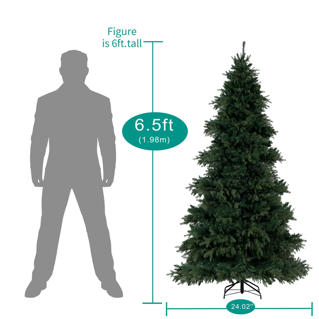 Naomi Home 4.5ft Rustic Christmas Tree with Lights, Realistic Classic Christmas Tree Prelit with 1117 Branch Tips, 300 Warm Lights and Metal Stand, Aritificial Christmas Tree
