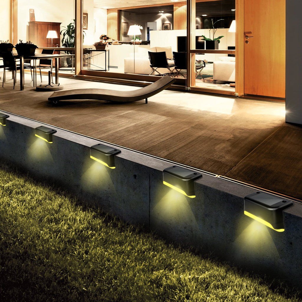 12 Pack Solar Deck Lights Outdoor, Solar Step Lights Waterproof LED Solar Lights for Outdoor Stairs Step Fence Yard Patio Pathway Christmas Decoration Lights(Black-Warm White)