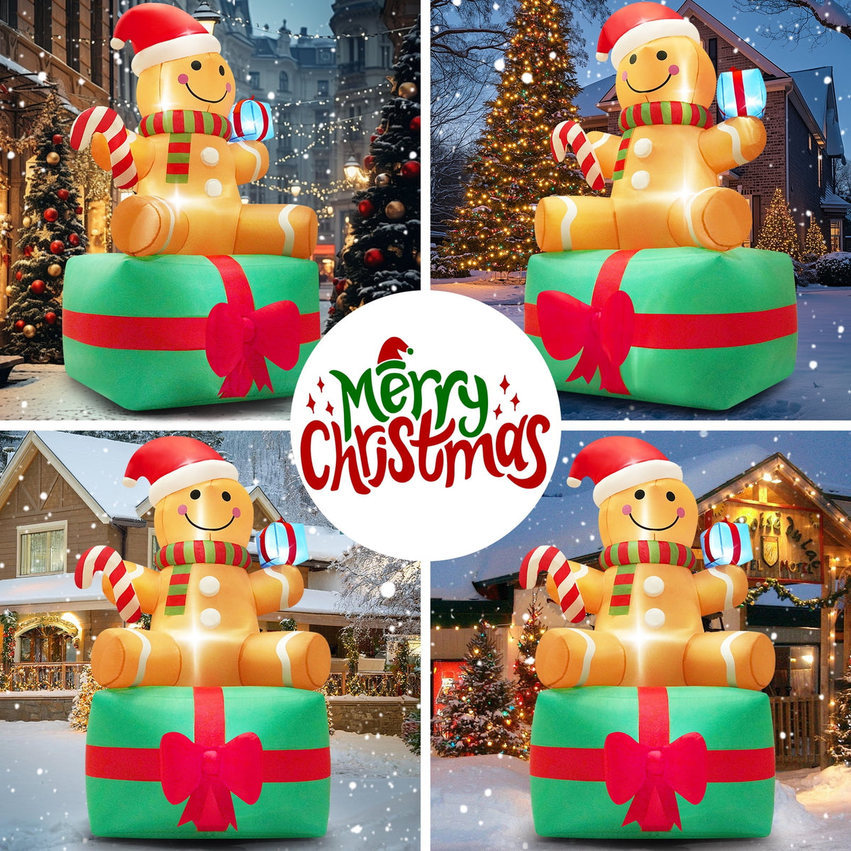 Yexmas 10ft Christmas Inflatable Santa Claus On Sleigh With 3 Reindeer Outdoor Lights Decor for Holiday Decor,Xmas Party,Yard,Garden and Lawn