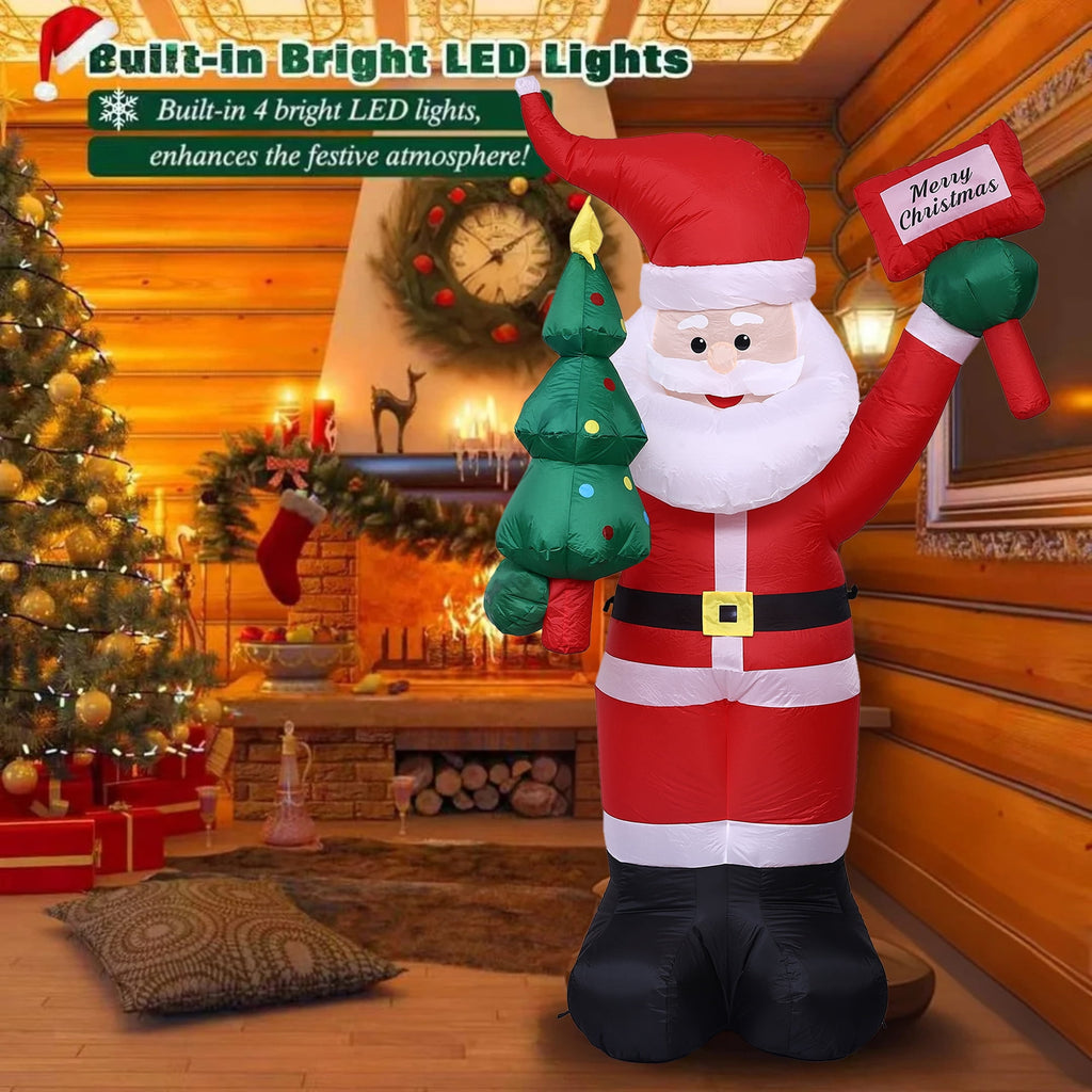 Joctrum 8 FT Christmas Inflatable Santa Claus with Built-In LEDs, Blow-Up Santa for Xmas,Yard,Garden, Lawn, Indoor, Outdoor, Winter Decor