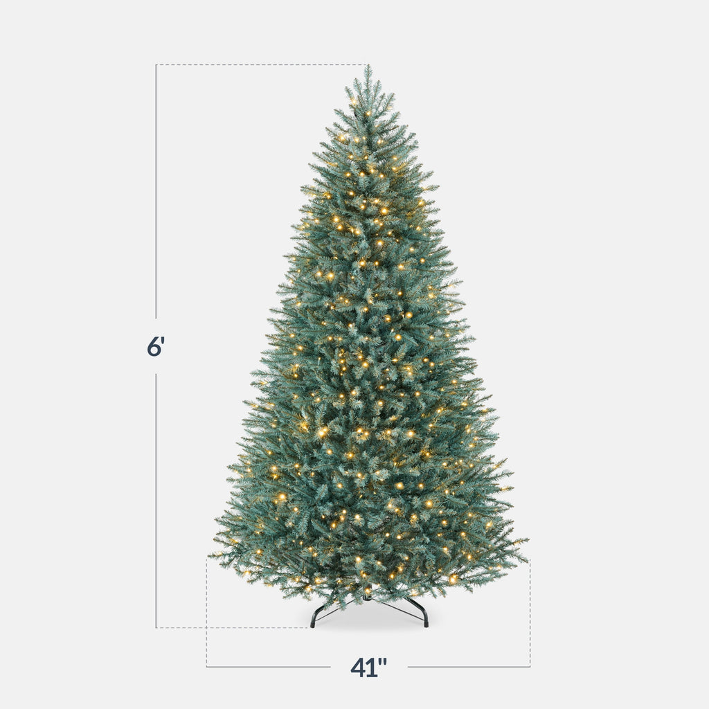 Best Choice Products 6ft Pre-Lit Premium Nordic Fir Artificial Full Christmas Tree w/2-in-1 Twinkle LEDs Blue Spruce