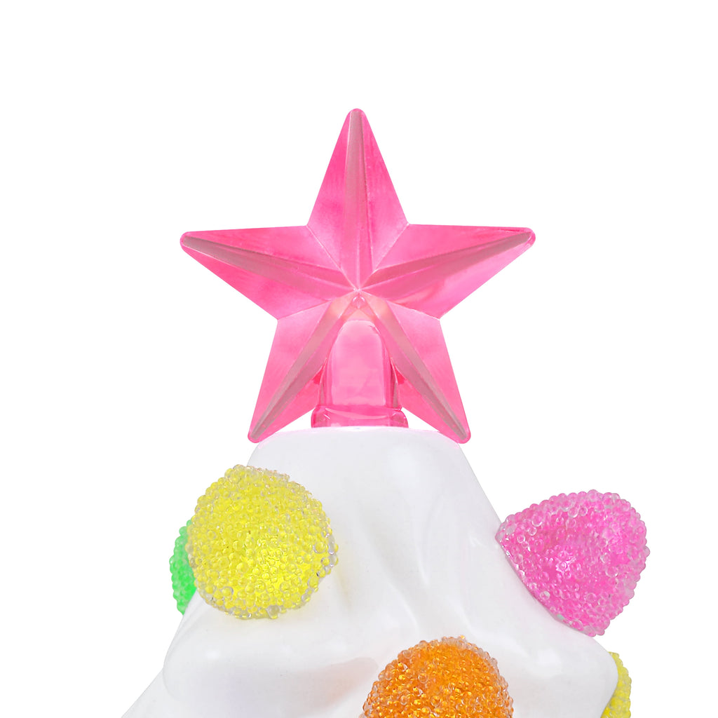 Mr. Christmas Decorative 8-inch Nostalgic White Ceramic Tree with Gumdrop Bulbs