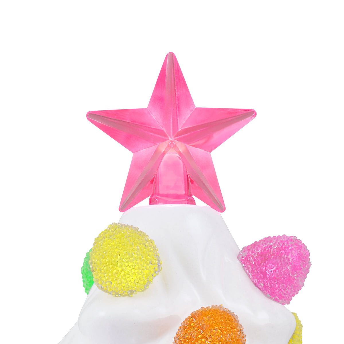 Mr. Christmas Decorative 8-inch Nostalgic White Ceramic Tree with Gumdrop Bulbs