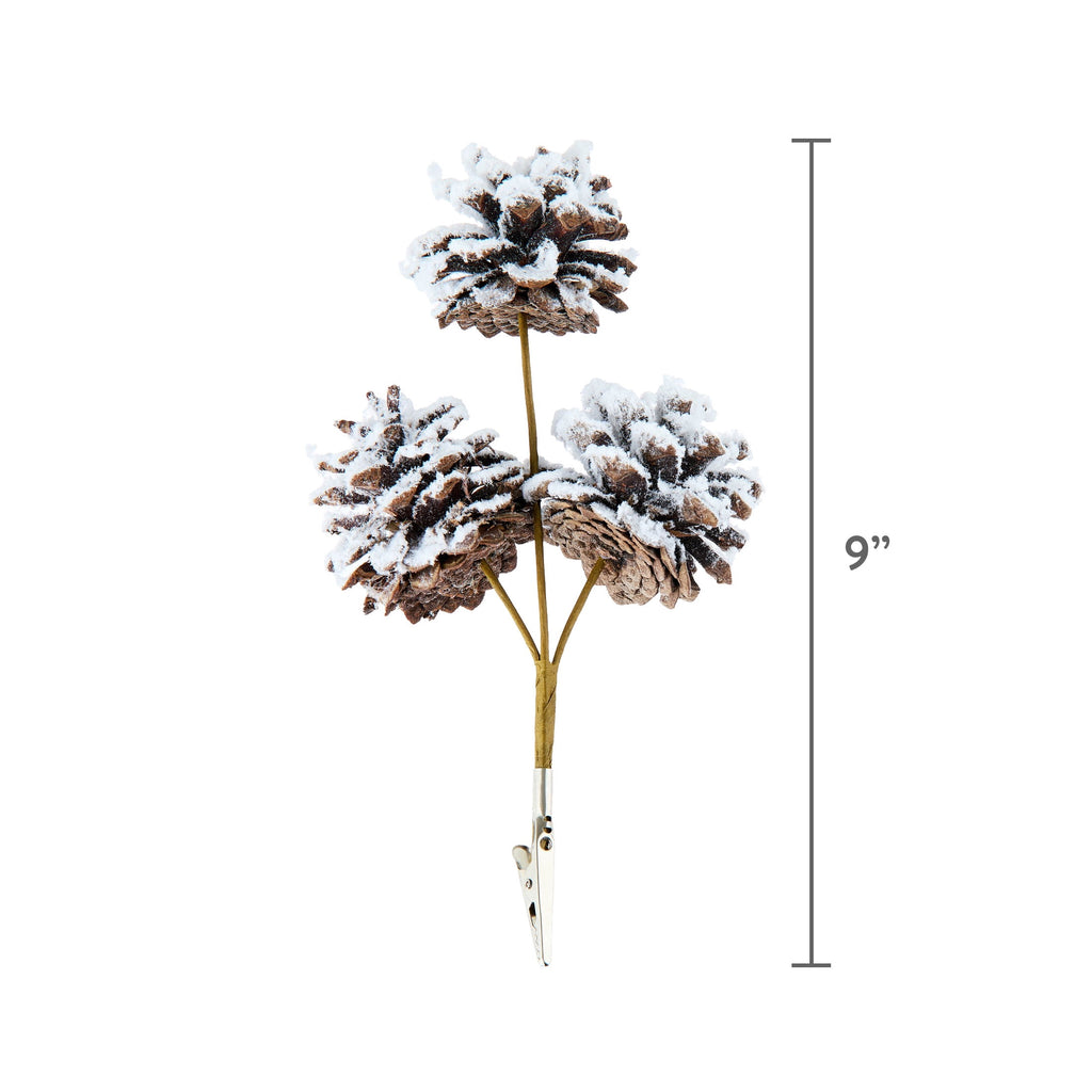 Brown and White Snow-Flocked Pinecone Christmas Clip Ornament, 9", by Holiday Time