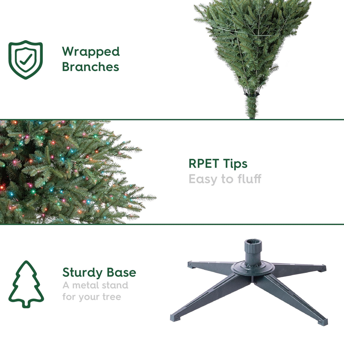 7.5' Pre-Lit Milford Pine Green Artificial Christmas Tree with LumaDazzle Color-Changing Twinkle LED Lights, Quick Set, and Stand, by Holiday Time