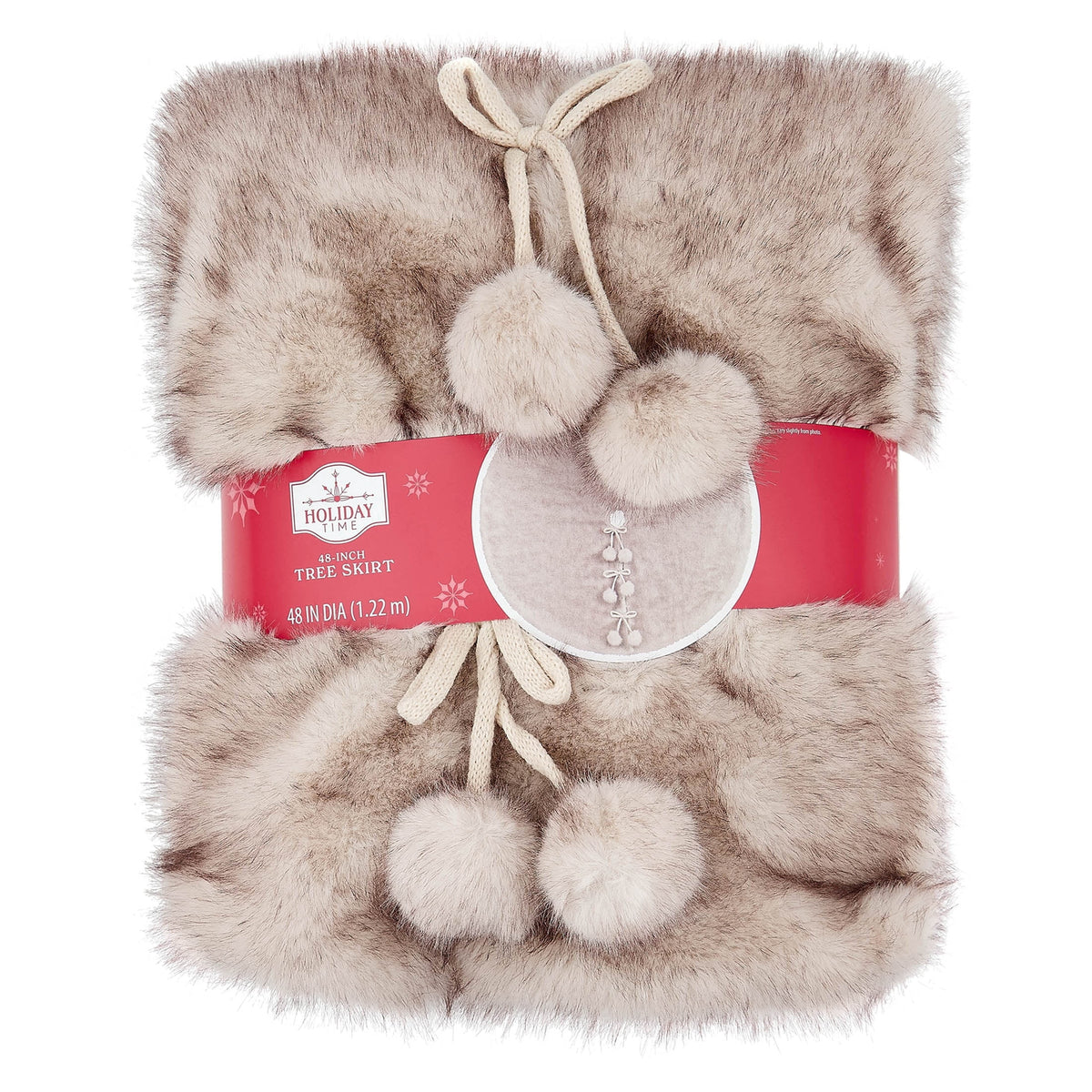 Faux Fur Christmas Tree Skirt, Gray, 48", by Holiday Time
