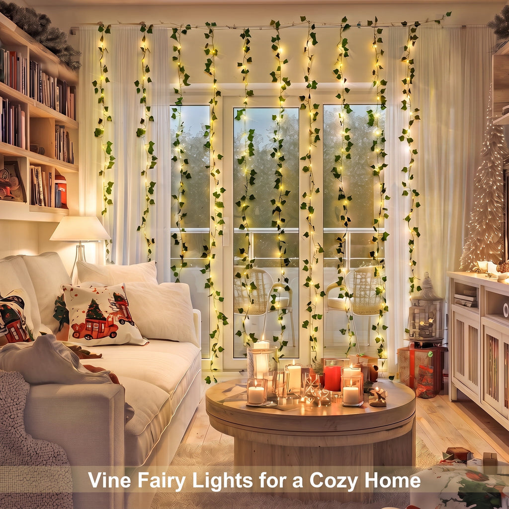 DAYBETTER Ivy Curtain String Lights, 200 LED USB Powered Hanging Artificial Plant Fairy Lights with 8 Modes, for Wedding Party Holiday Decor (9.9 x 6.6FT)