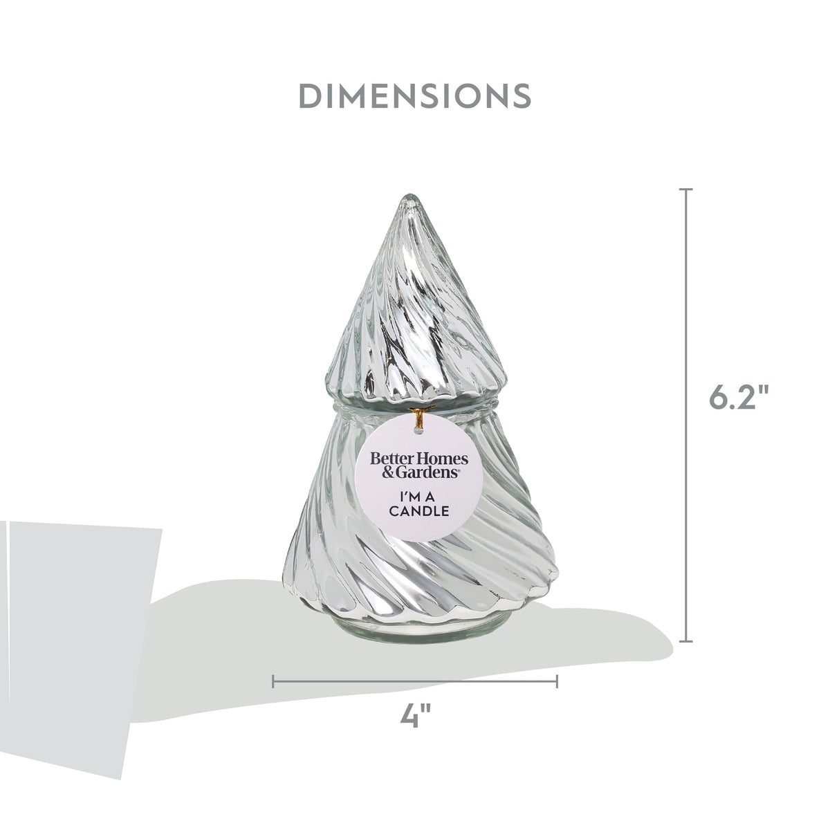 Better Homes & Gardens 1-Wick Glass Christmas Tree Candle, Silver Birch & Snow, 8 oz
