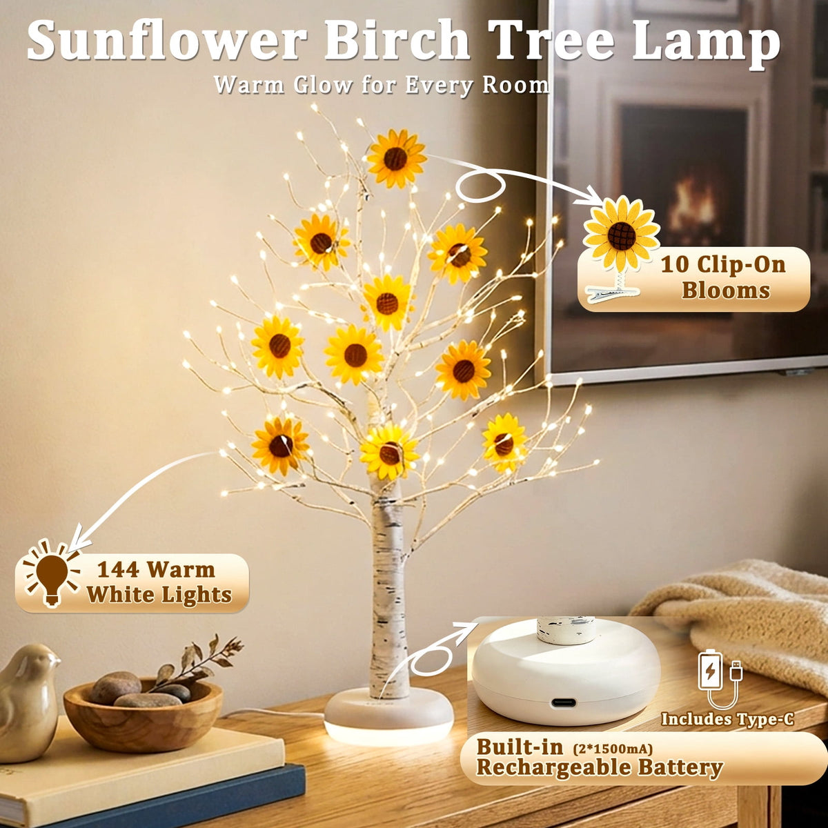 EAMBRITE Birch Tree with Lights, Lighted Twinkle Christmas Tree Fairy Light Spirit