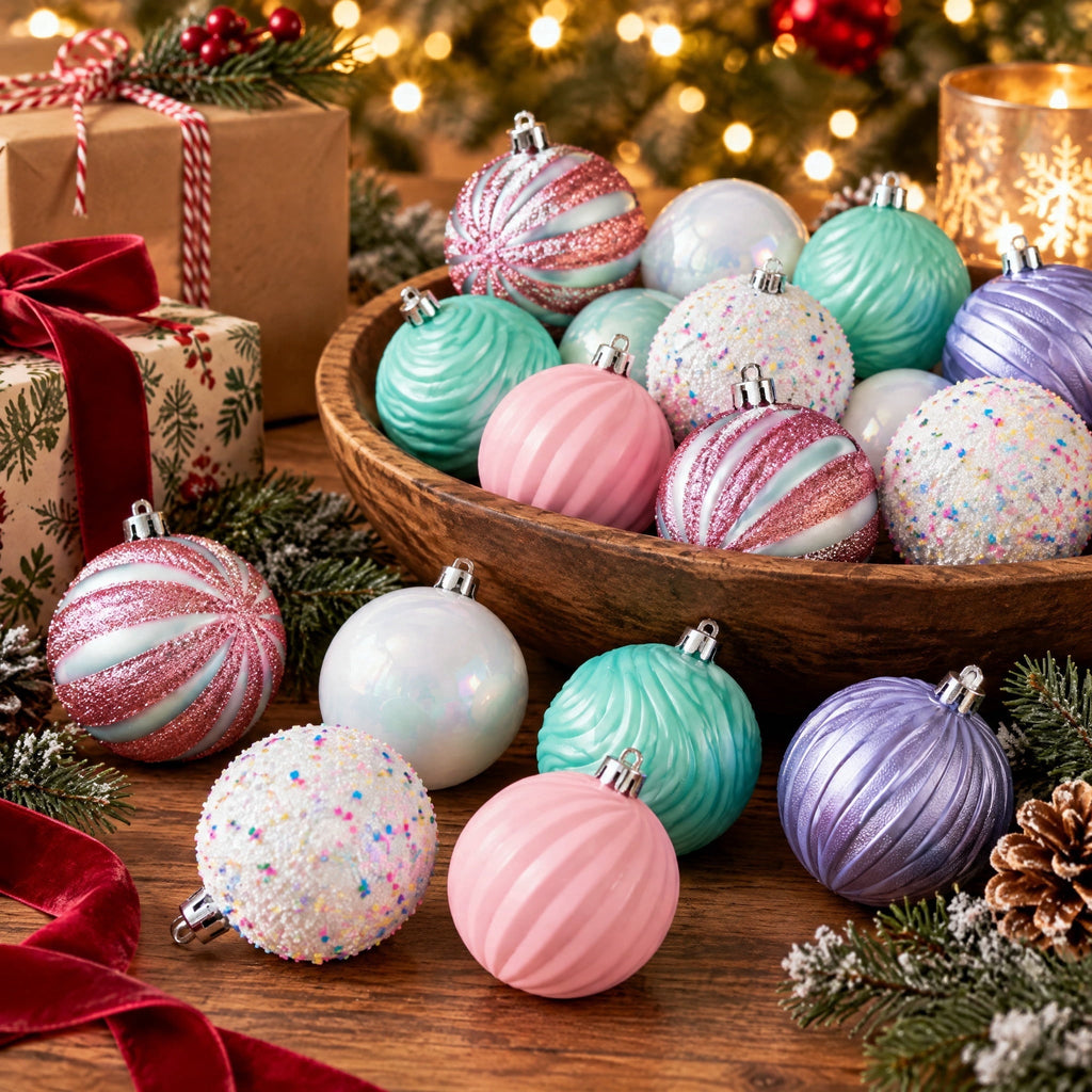 75-Count Multicolor Pastel Ball Shatterproof Christmas Ornaments, by Holiday Time