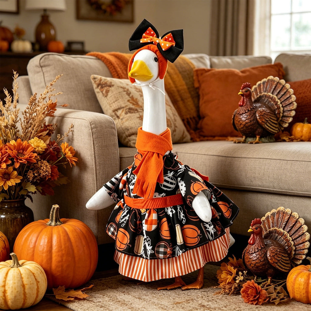 Lzobxe Porch Goose Clothes, Casual Style Lawn Yard Garden Decor for 23" High Cement or Plastic Geese, Goose Costume for All Season and Occasiona