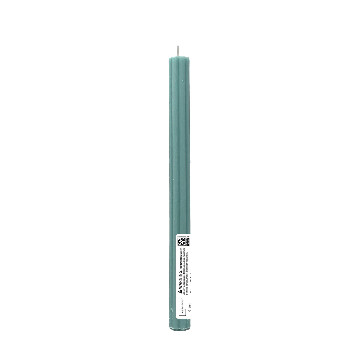 Mainstays Paraffin Wax 10 in Ribbed Taper Candle, Unscented, Red