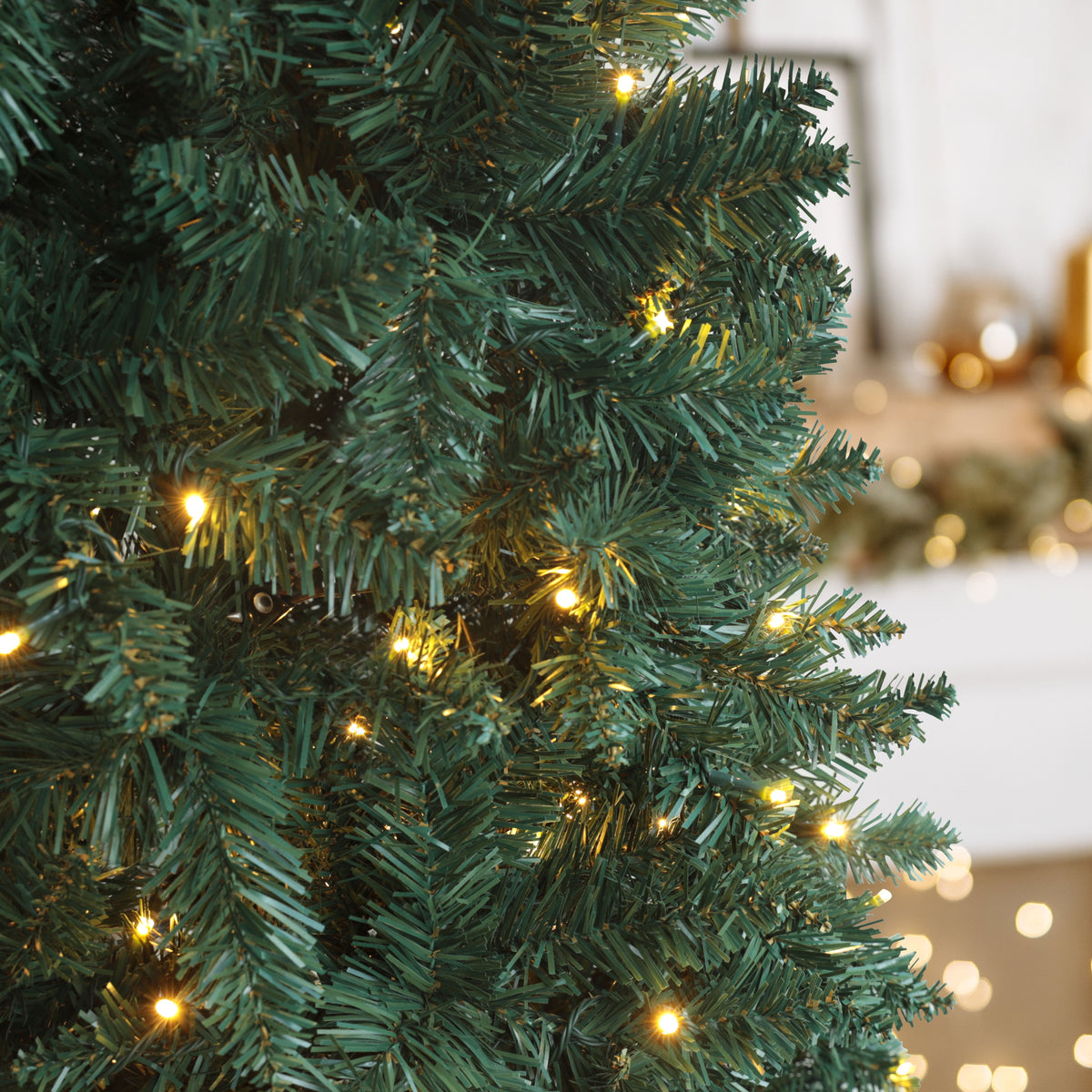 VEIKOUS 6.5ft Pre-lit Pencil Christmas Tree Slim w/250 LED Lights & Metal Stand, Green