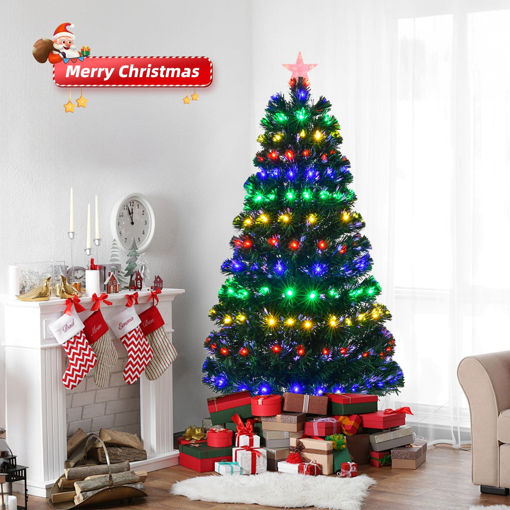 Ktaxon Black Christmas Tree 6ft Artificial Xmas Tree with 250 LEDs,Indoor Holidays Decoration,8 Modes