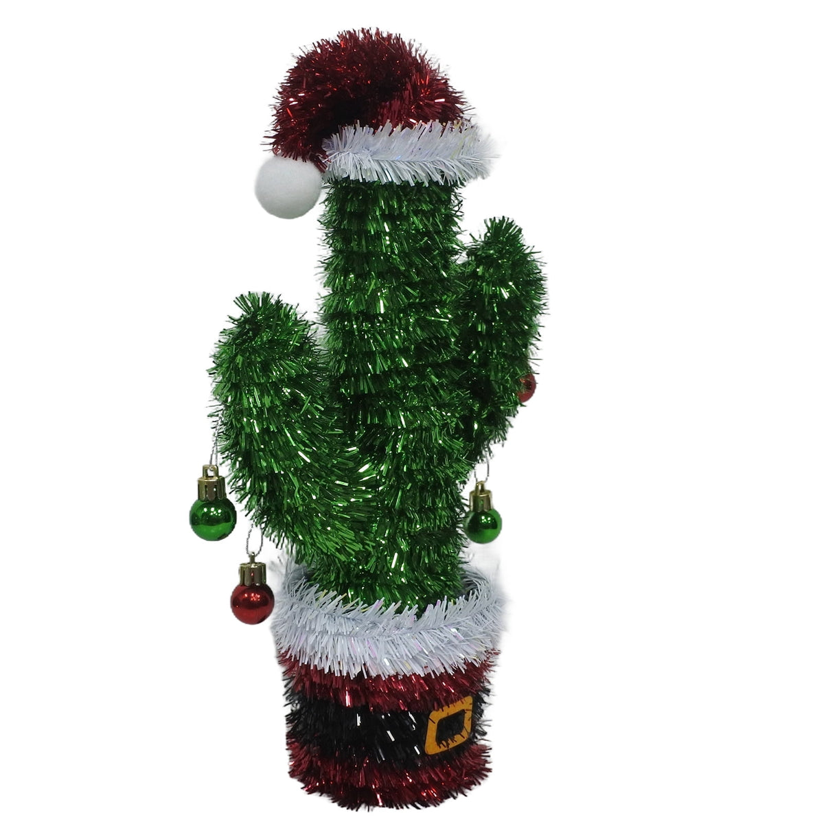 Tinsel Cactus Christmas Decoration, Green/Red/White, 12.5", by Holiday Time