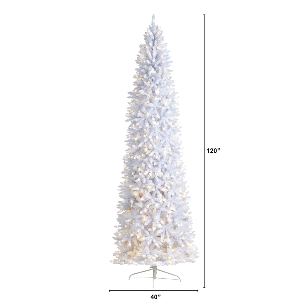 Nearly Natural 3' White Slim Artificial Christmas Tree Prelit 50 Warm White LED Lights