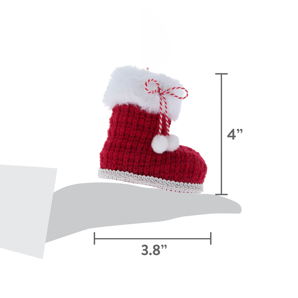 Red and White Knitted Santa Boot Christmas Ornament, 4", by Holiday Time