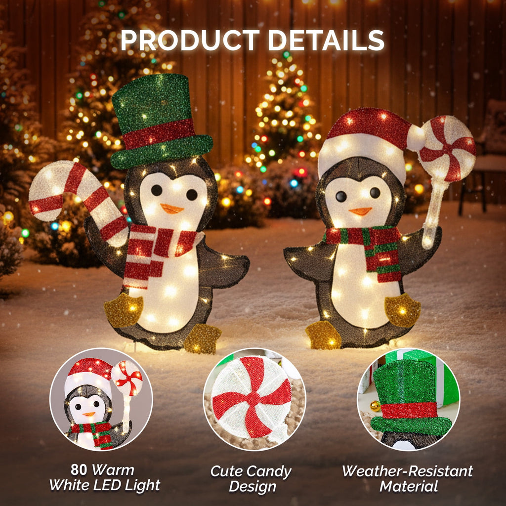Ktaxon Penguin Christmas Lighted Outdoor Decoration for Holiday Lawn Garden Party