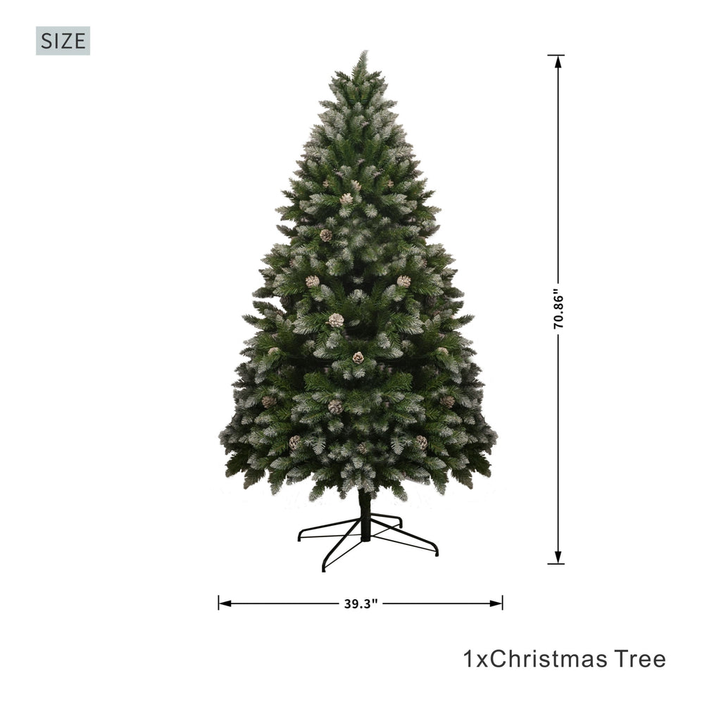 6' Premium Pine Artificial Christmas Tree with Hinged Branches & 60 Pine Cones