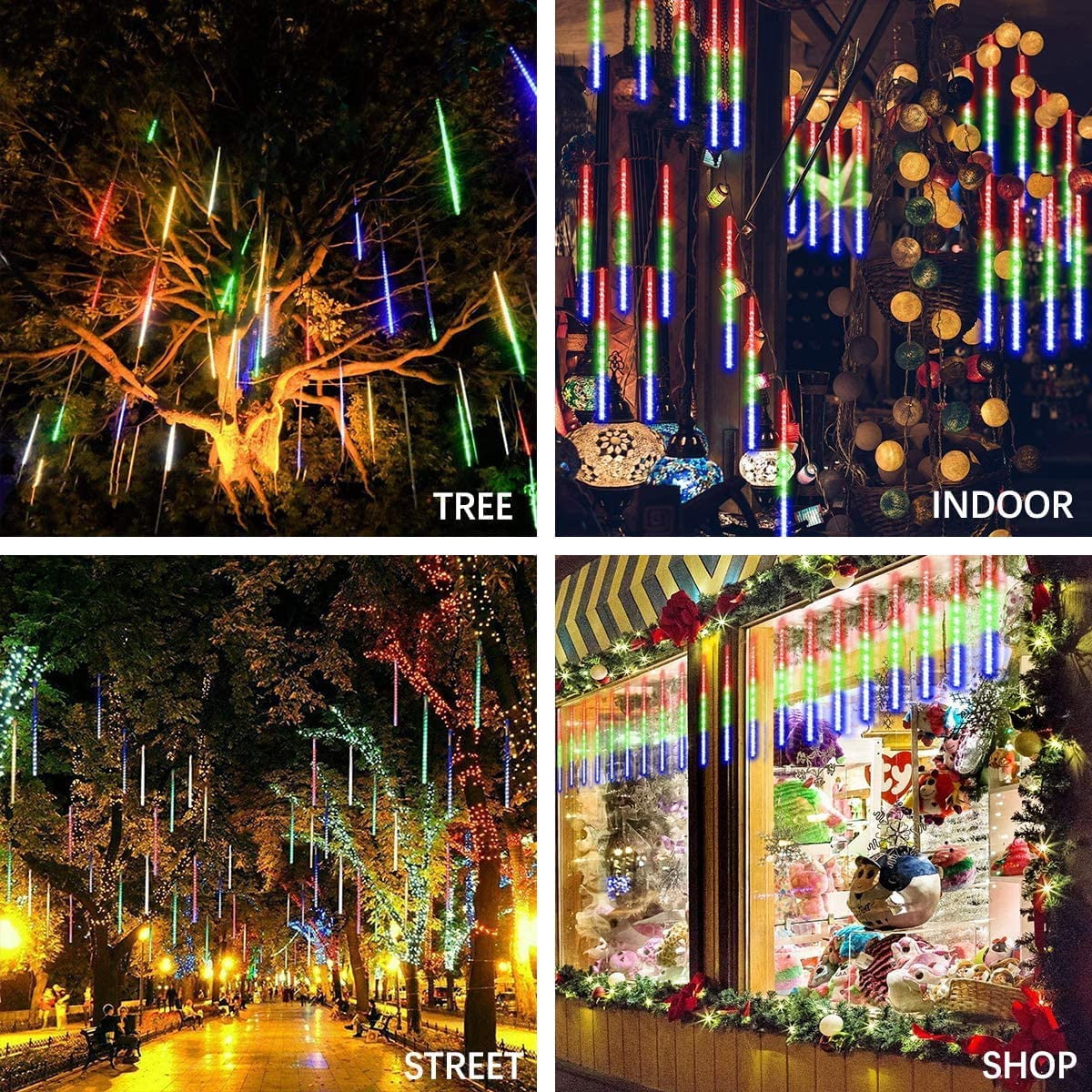 Rirool Meteor Shower Rain Lights, Valentine Lights 50cm 10 Tubes 540 LED Icicle Snow Falling Christmas Lights Outdoor Raindrop Lights, Xmas Wedding Party Tree Holiday Decoration, Blue